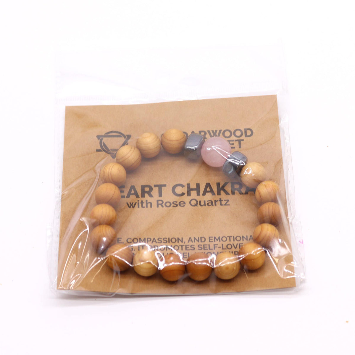 Cedarwood and Rose Quartz Heart Chakra Bangle