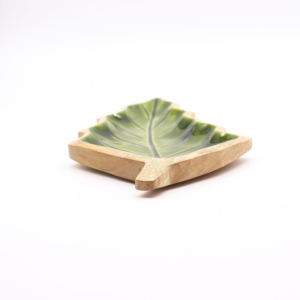 Lost in the Forrest -  Enamel Leaf Wooden Bowl - 33x17cm AW-Dropship