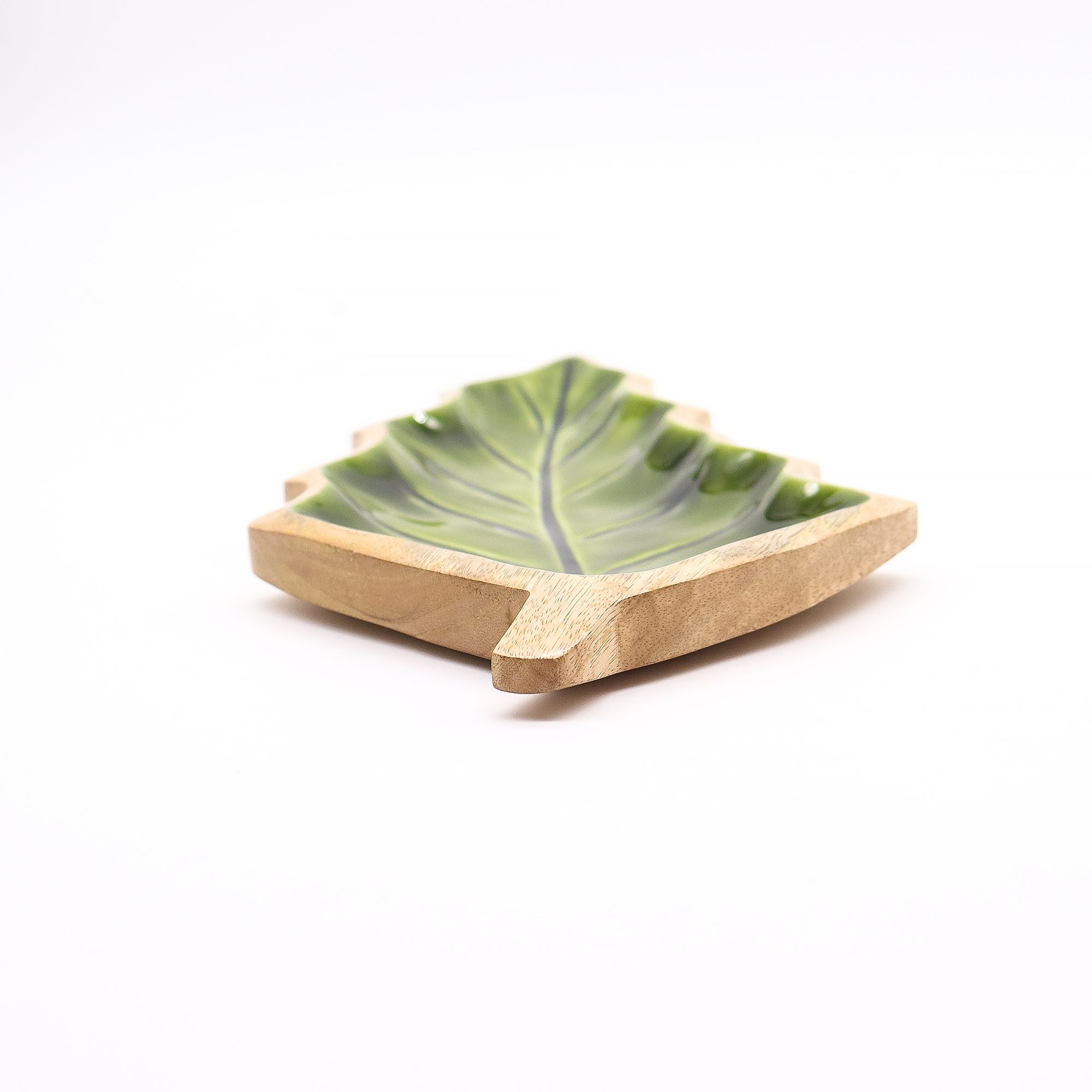 Lost in the Forrest -  Enamel Leaf Wooden Bowl - 33x17cm AW-Dropship
