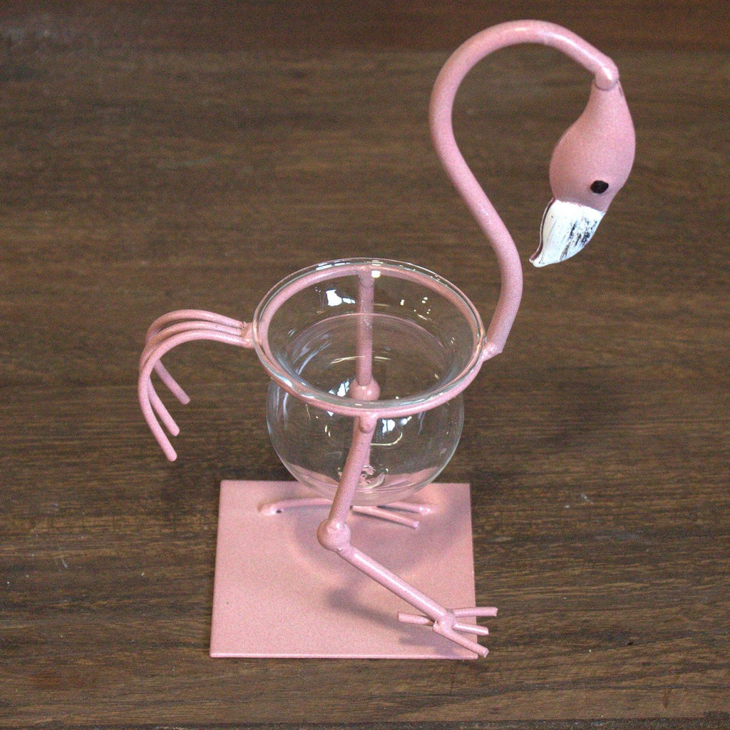 Pink Metal Flamingo Hydroponic Home Décor- Design 1