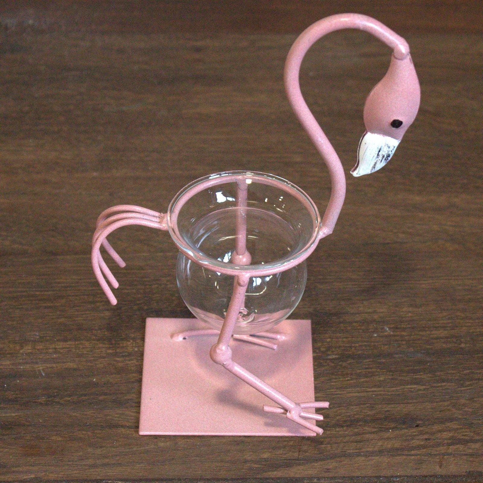 Pink Metal Flamingo Hydroponic Home Décor- Design 1