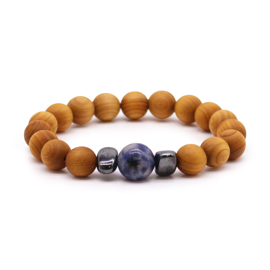 Cedarwood and Sodalite Throat Chakra Bangle