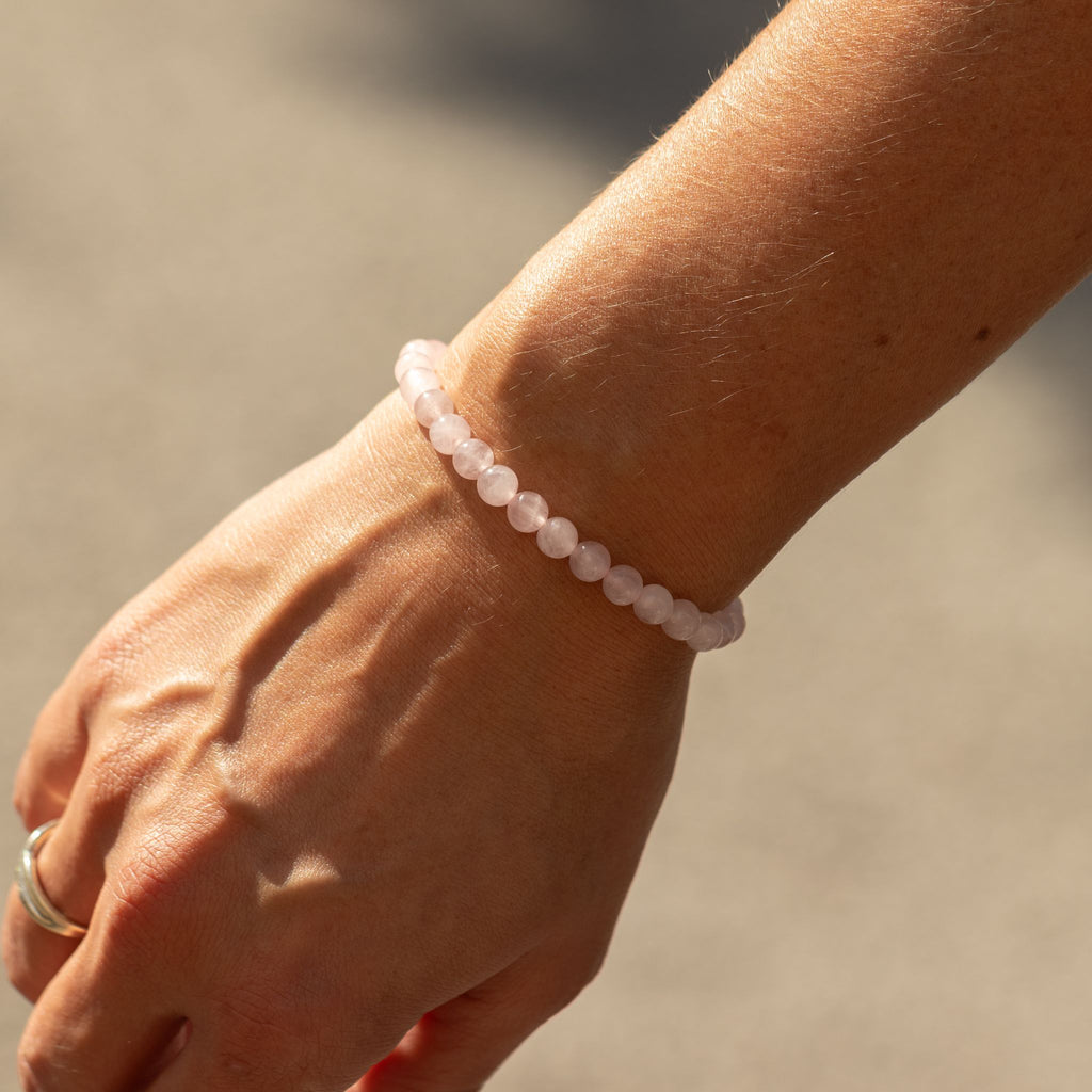 Rose Quartz Petite Power Bracelet – 17cm, 6mm Beads