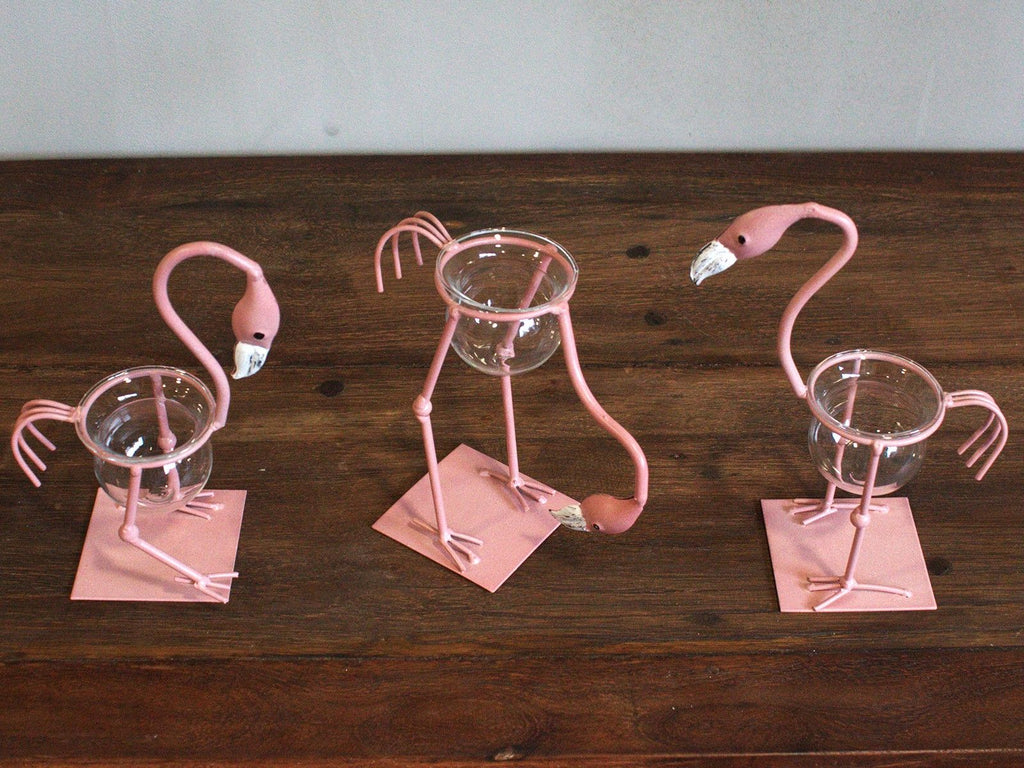 Pink Metal Flamingo Hydroponic Home Décor- Design 1