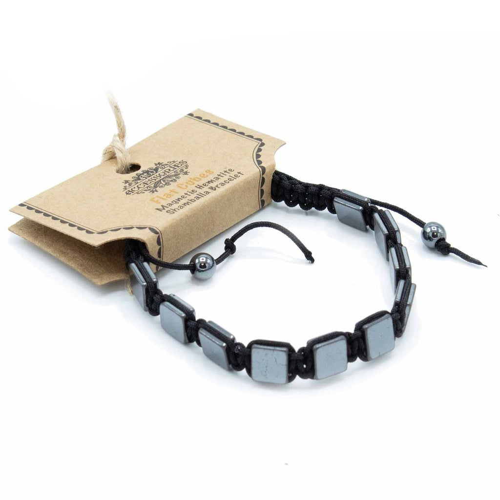 Magnetic Hematite Shamballa Bracelet – Flat Cubes