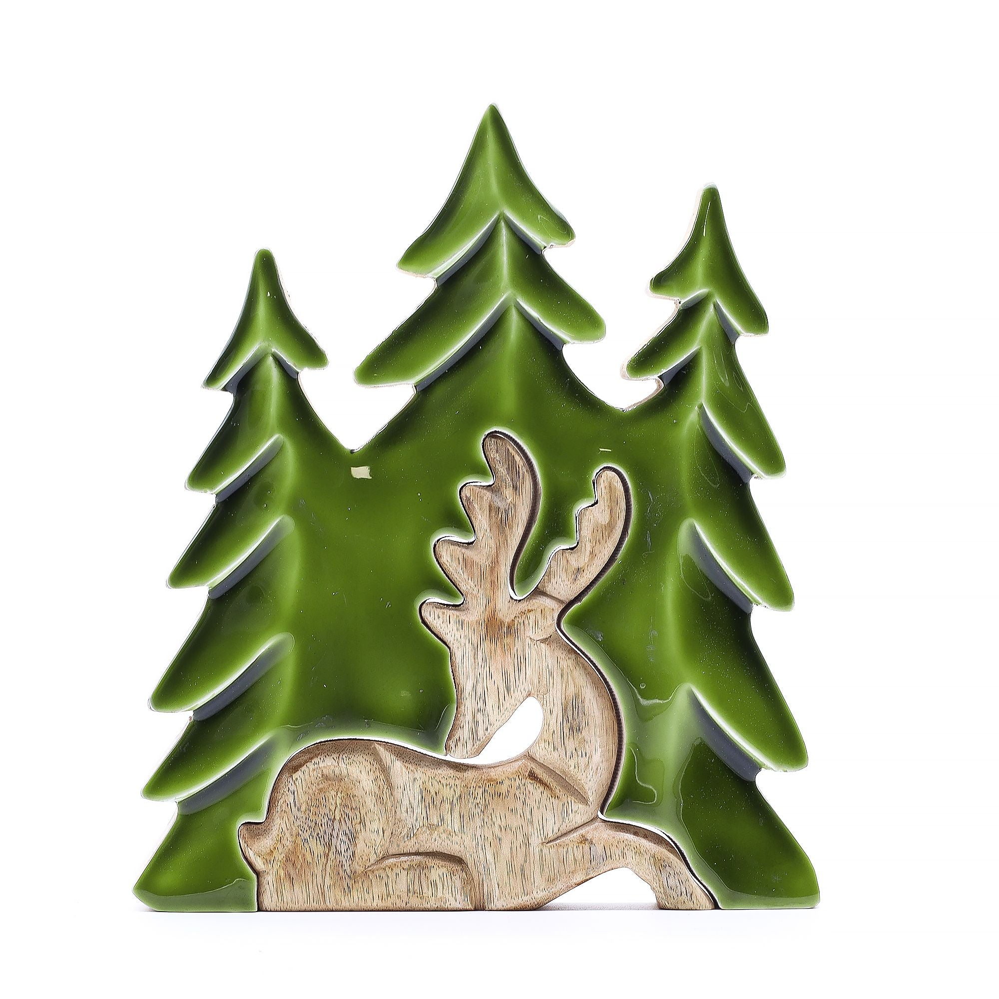 Lost in the Forrest -  Stag in the Forrest 3D Wooden Decoration - 23x20cm AW-Dropship