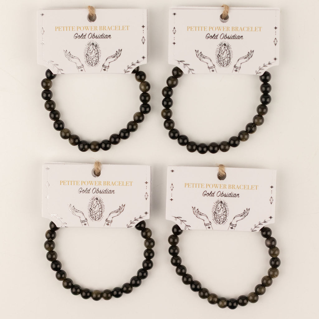 Gold Obsidian Petite Power Bracelet – 17cm, 6mm Beads