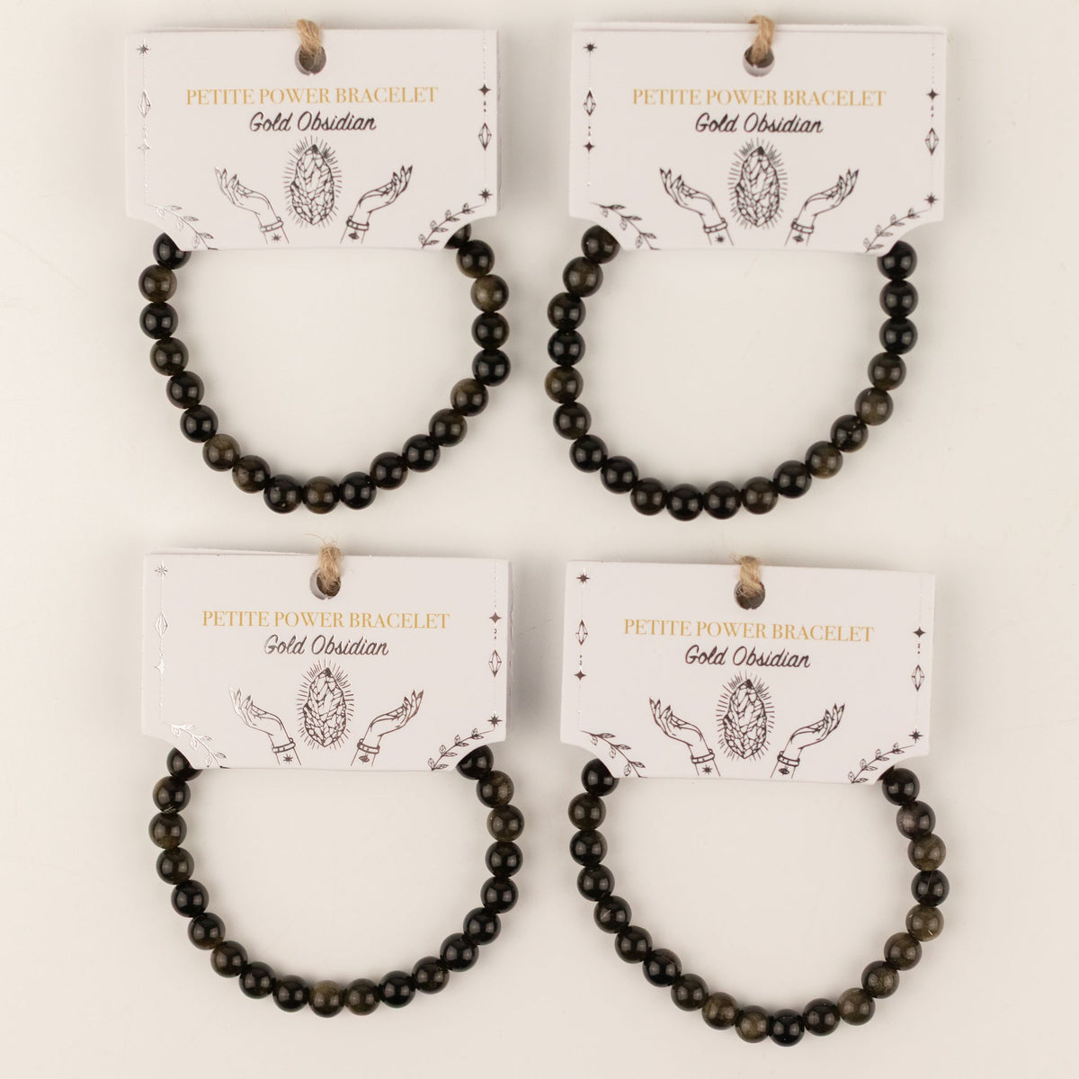 Gold Obsidian Petite Power Bracelet – 17cm, 6mm Beads