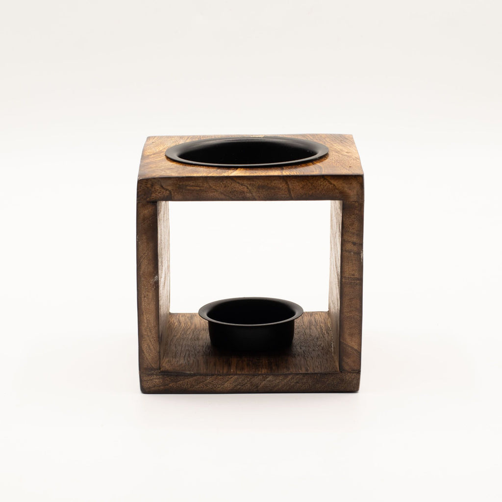 Hamsa Square Mango Wood Oil Burner & Wax Warmer