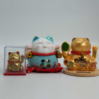 Mini Solar Powered Money Cat in Box - Gold