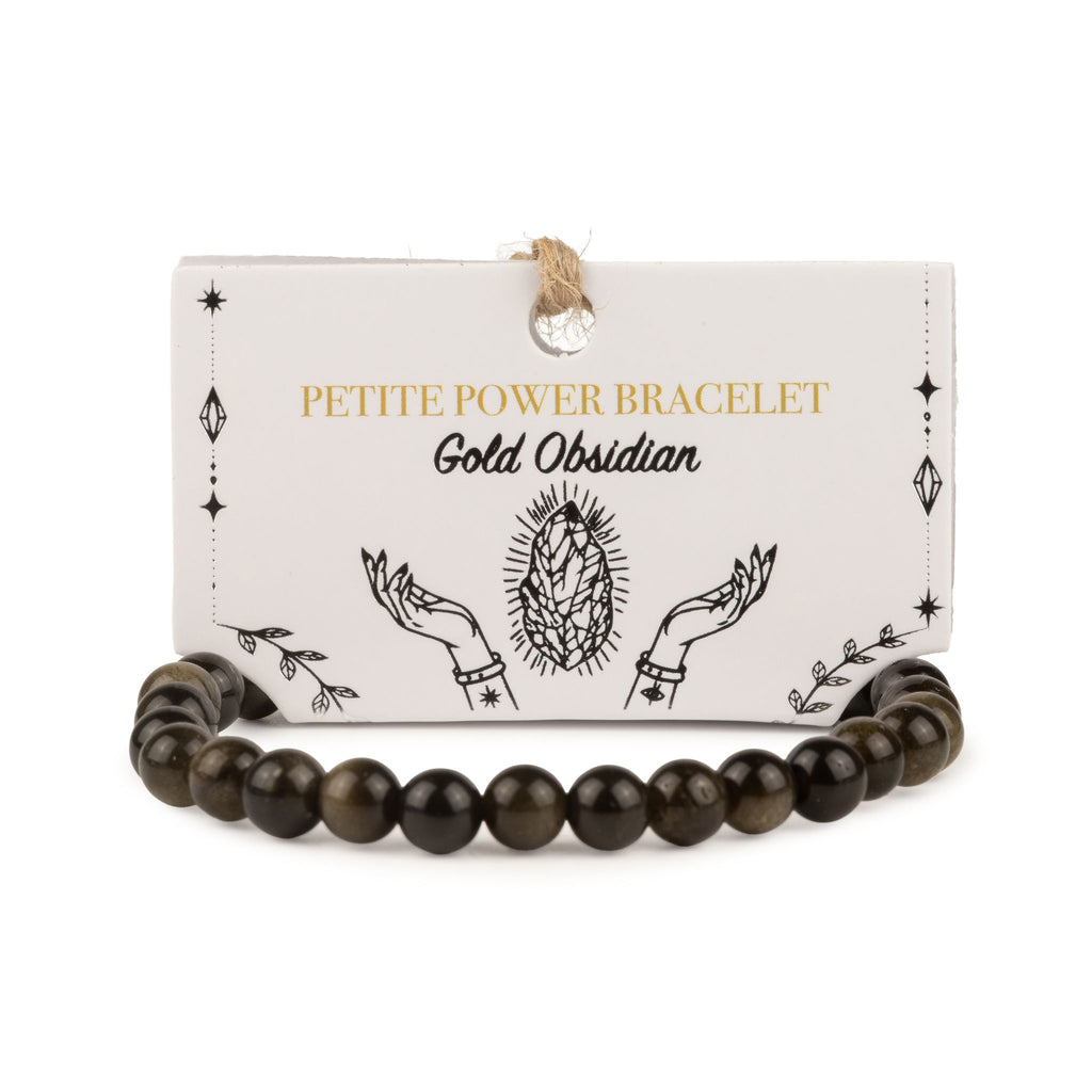Gold Obsidian Petite Power Bracelet – 17cm, 6mm Beads