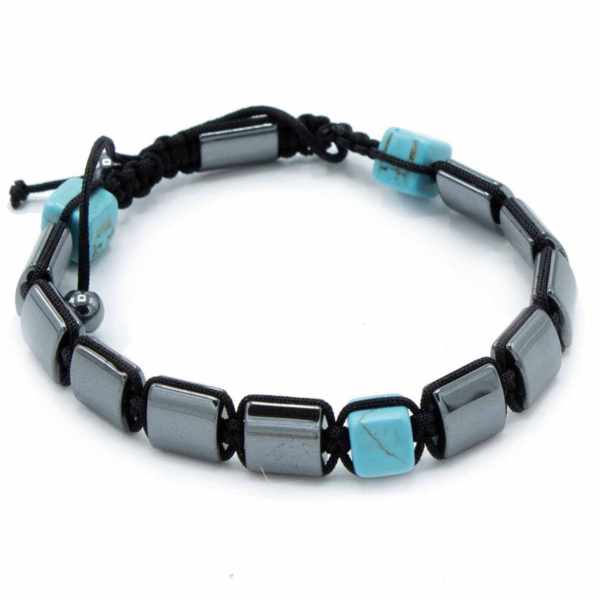 Magnetic Hematite Shamballa Bracelet – Turquoise Cuboids