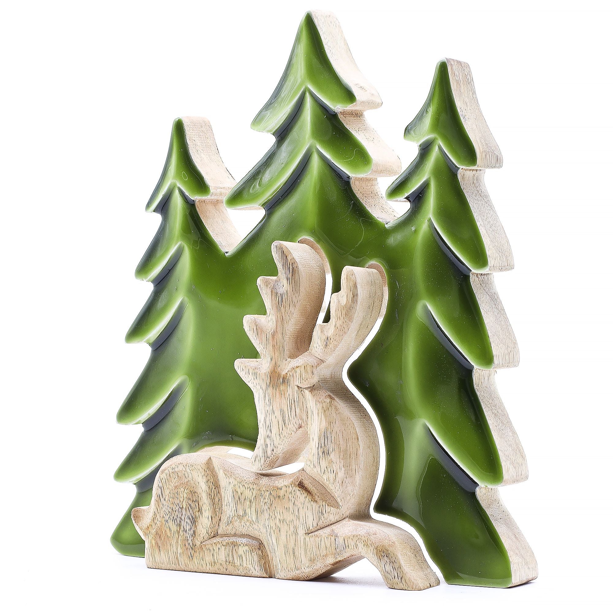 Lost in the Forrest -  Stag in the Forrest 3D Wooden Decoration - 23x20cm AW-Dropship