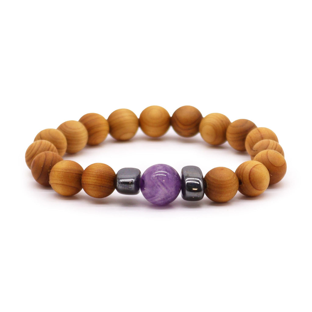 Cedarwood & Amethyst Third Eye Chakra Bangle