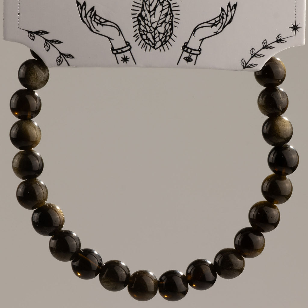 Gold Obsidian Petite Power Bracelet – 17cm, 6mm Beads