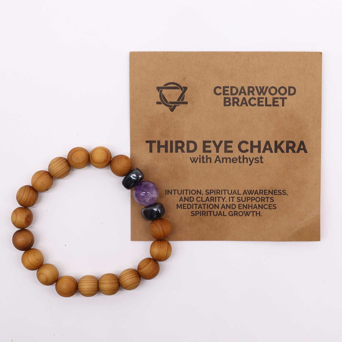 Cedarwood & Amethyst Third Eye Chakra Bangle