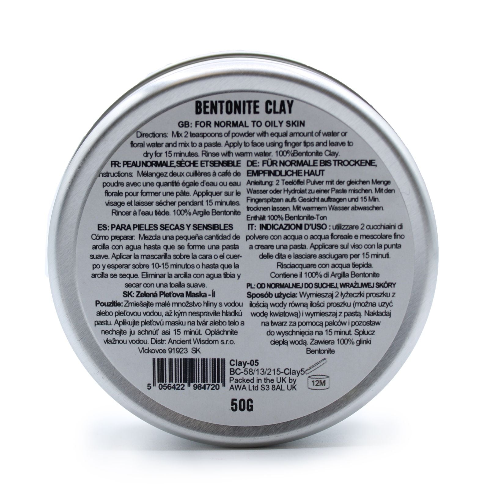 Bentonite Clay 50g- for Normal to Oily skin