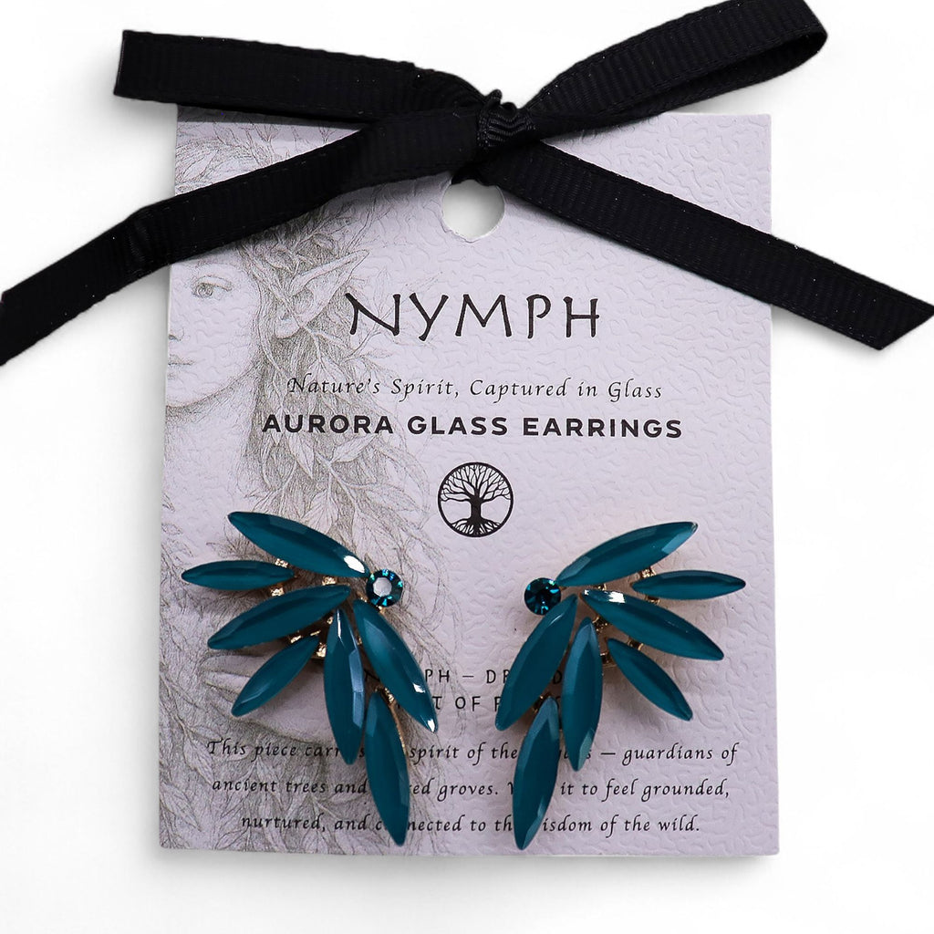 Teal Green - Vintage Glass - Fairies - Earrings