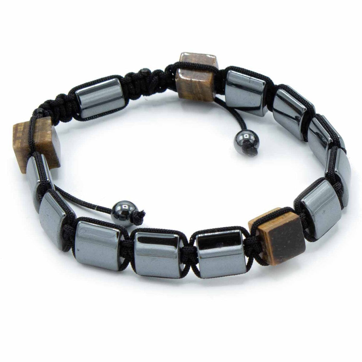 Magnetic Hematite Shamballa Bracelet – Tiger Eye Cuboids