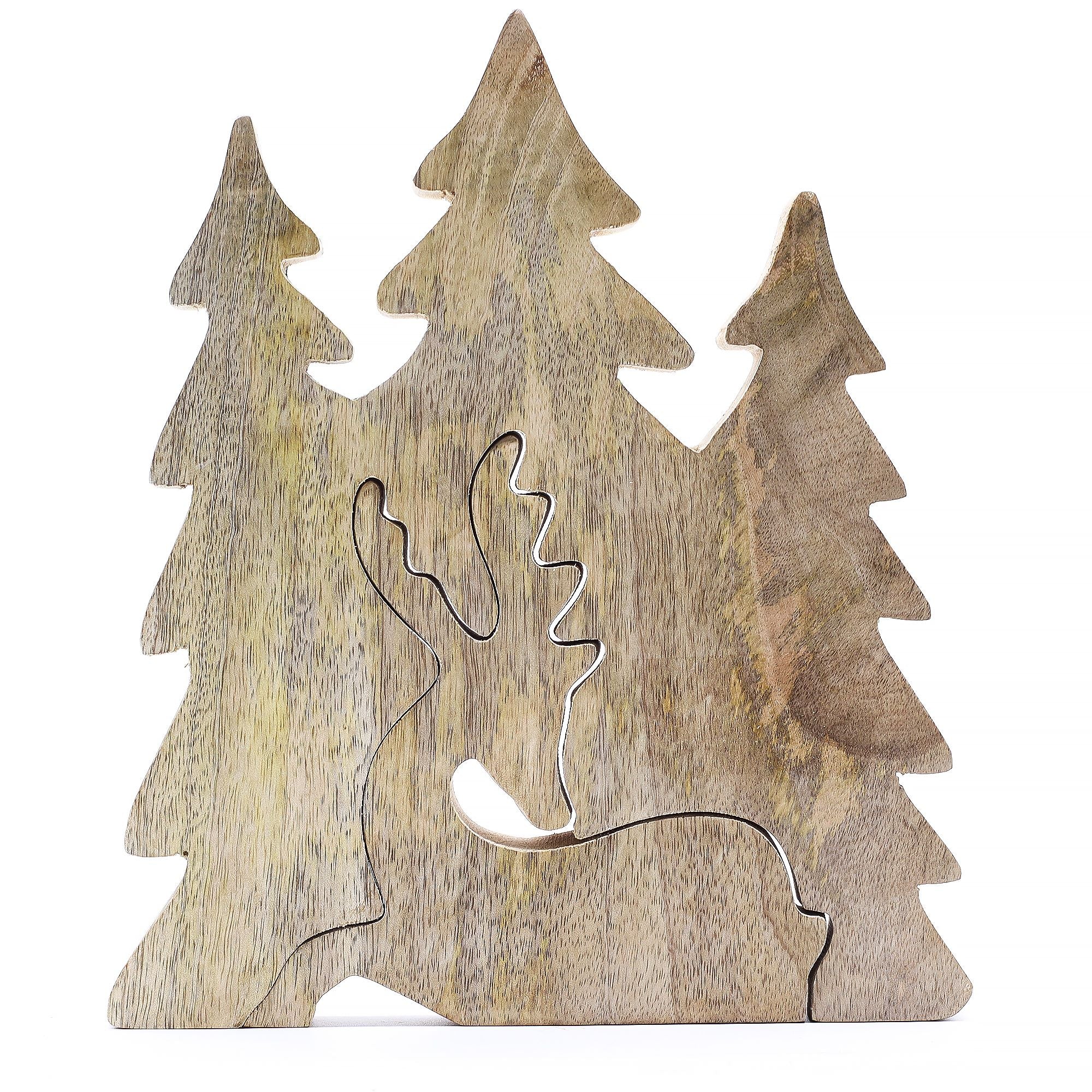 Lost in the Forrest -  Stag in the Forrest 3D Wooden Decoration - 23x20cm AW-Dropship