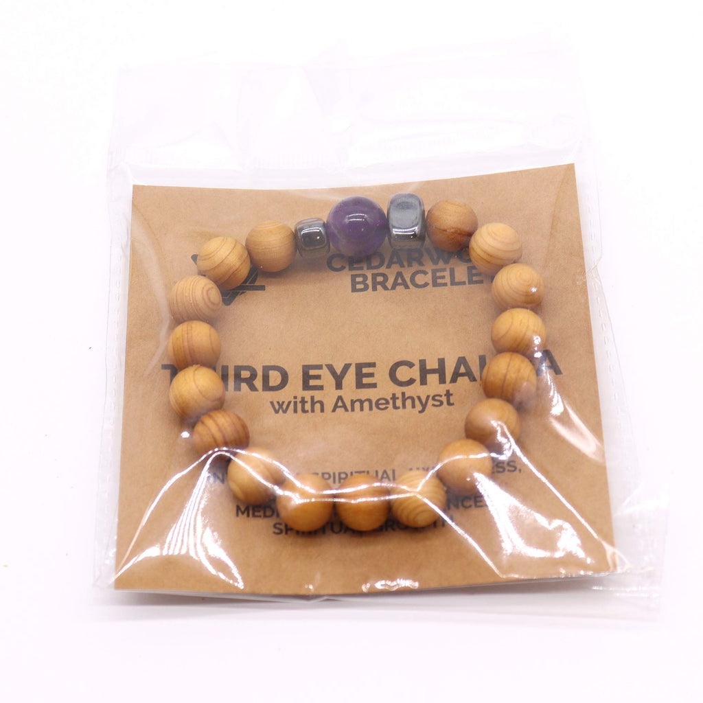 Cedarwood & Amethyst Third Eye Chakra Bangle