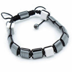 Magnetic Hematite Shamballa Bracelet – White Jasper Cuboids