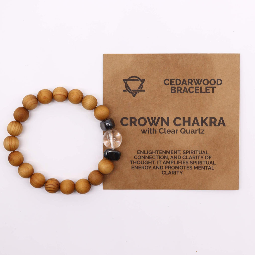 Cedarwood and Clear Quartz Crown Chakra Bangle