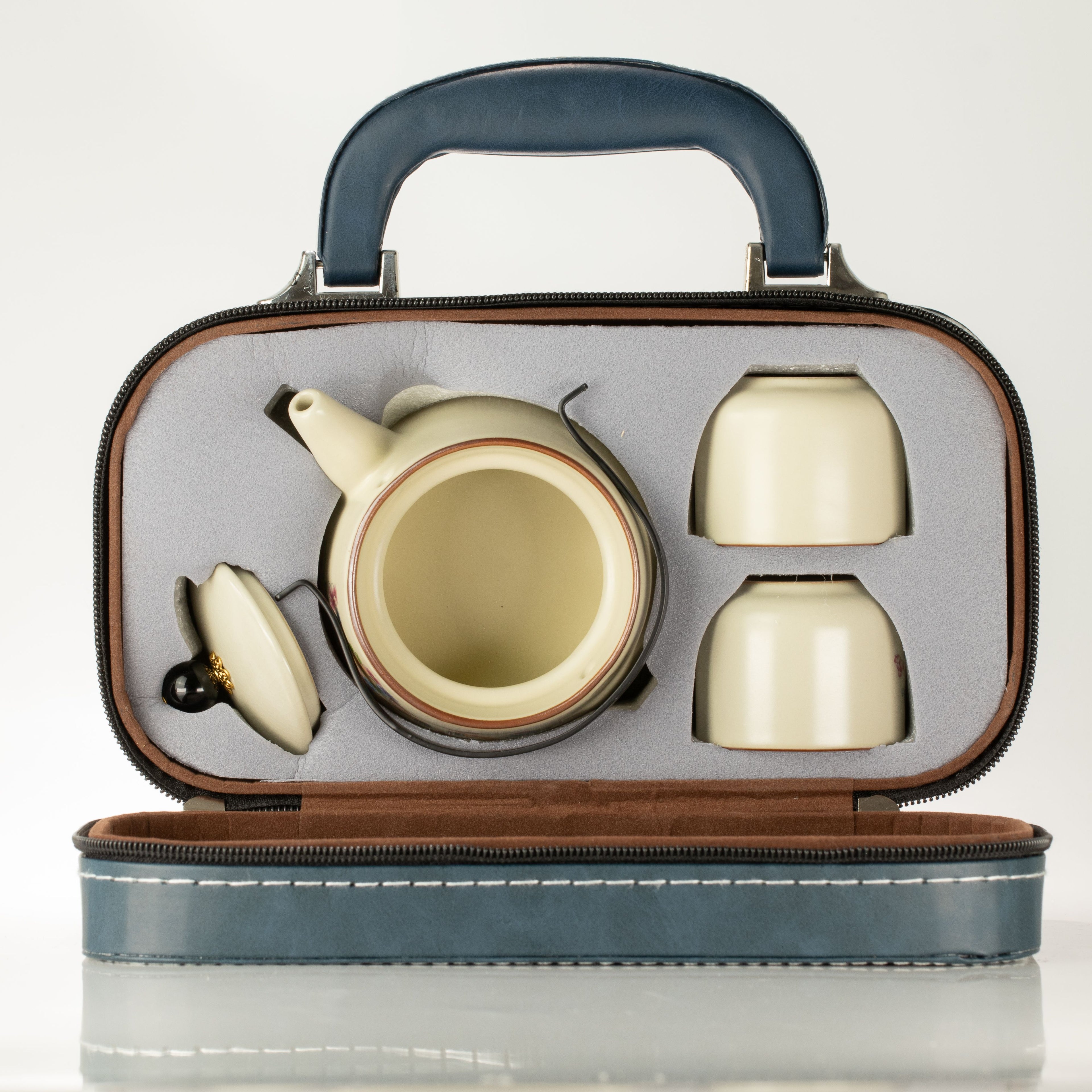 Travel Teapot Set & Two Cups - Cat Lover