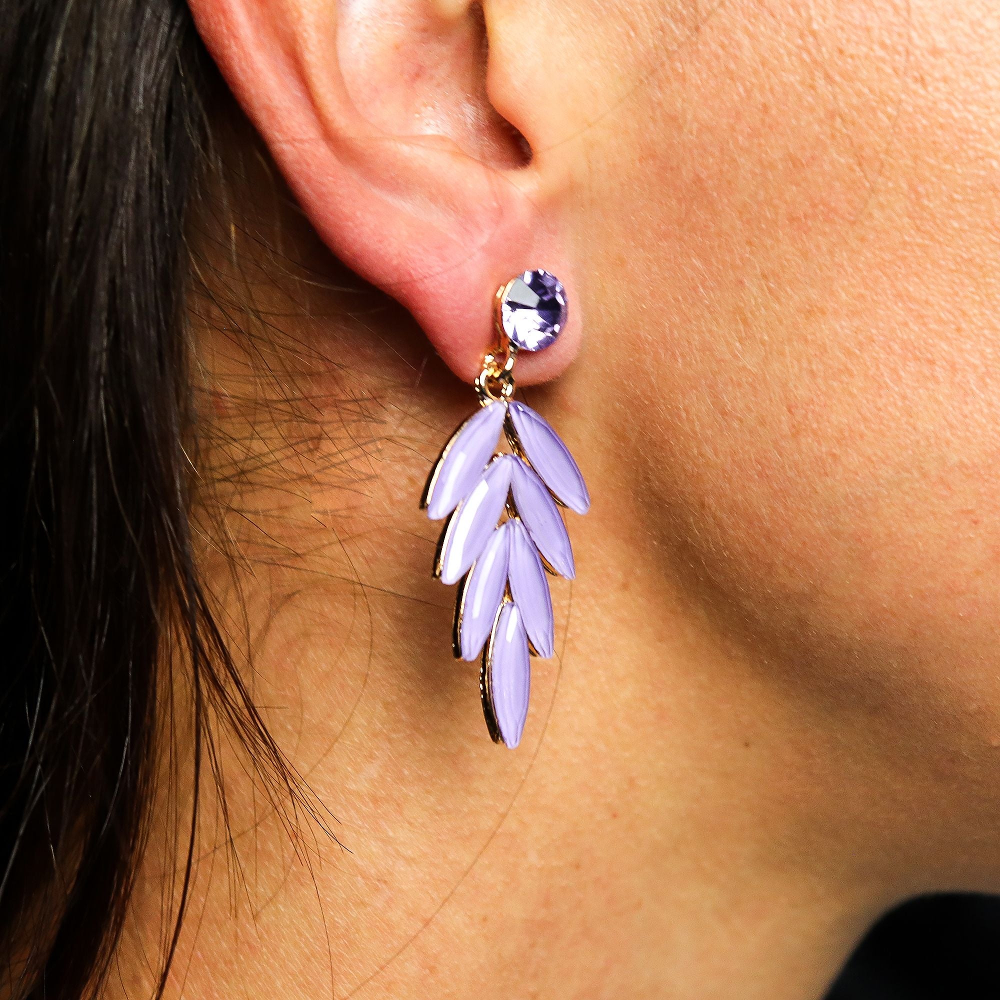Lavender - Vintage Glass - Fairies - Earrings