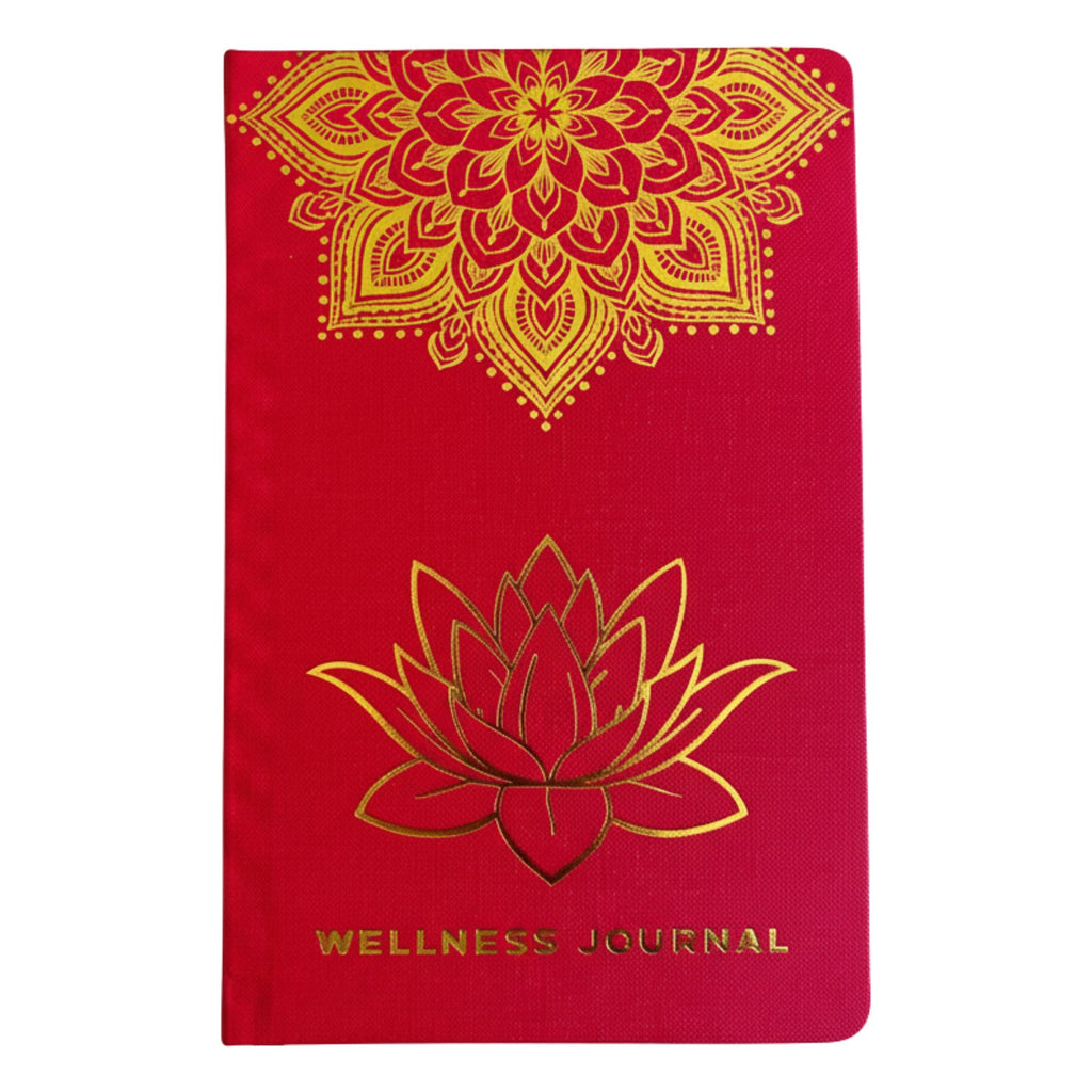 Red Wellness Journal – Golden Mandala & Lotus, 120 Pages