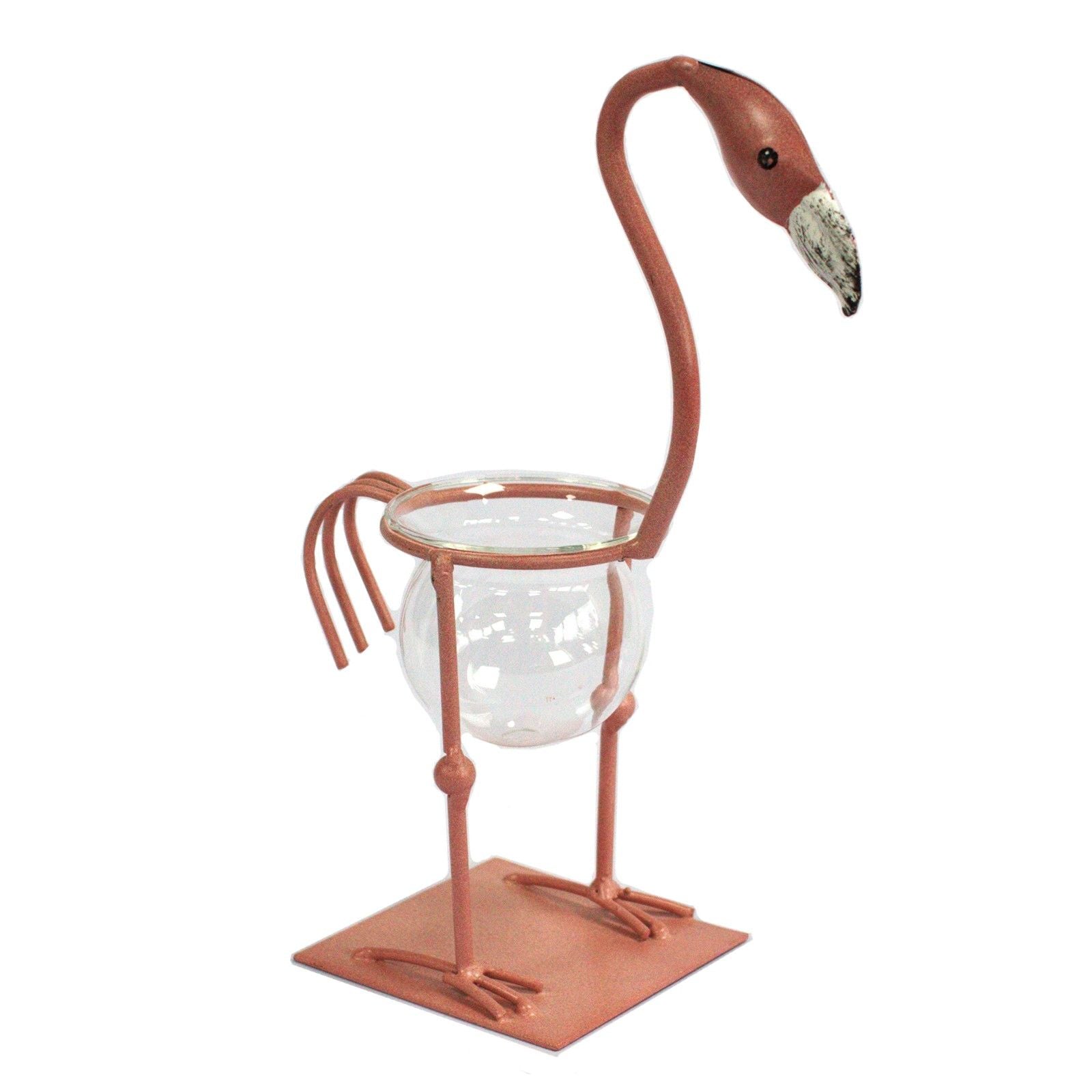 Pink Metal Flamingo Hydroponic Home Décor - Design 2