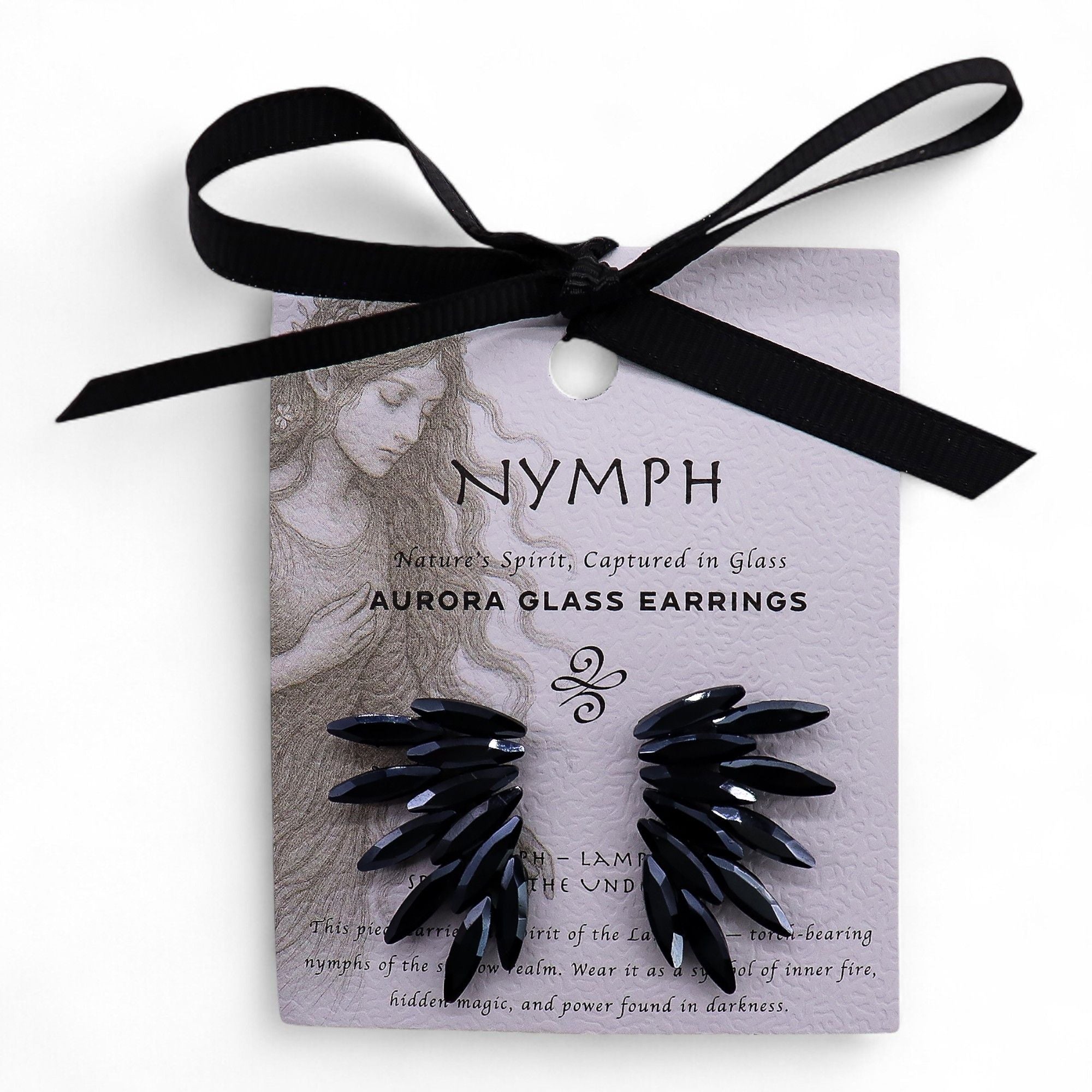 Jet Black - Vintage Glass - Fairies - Earrings