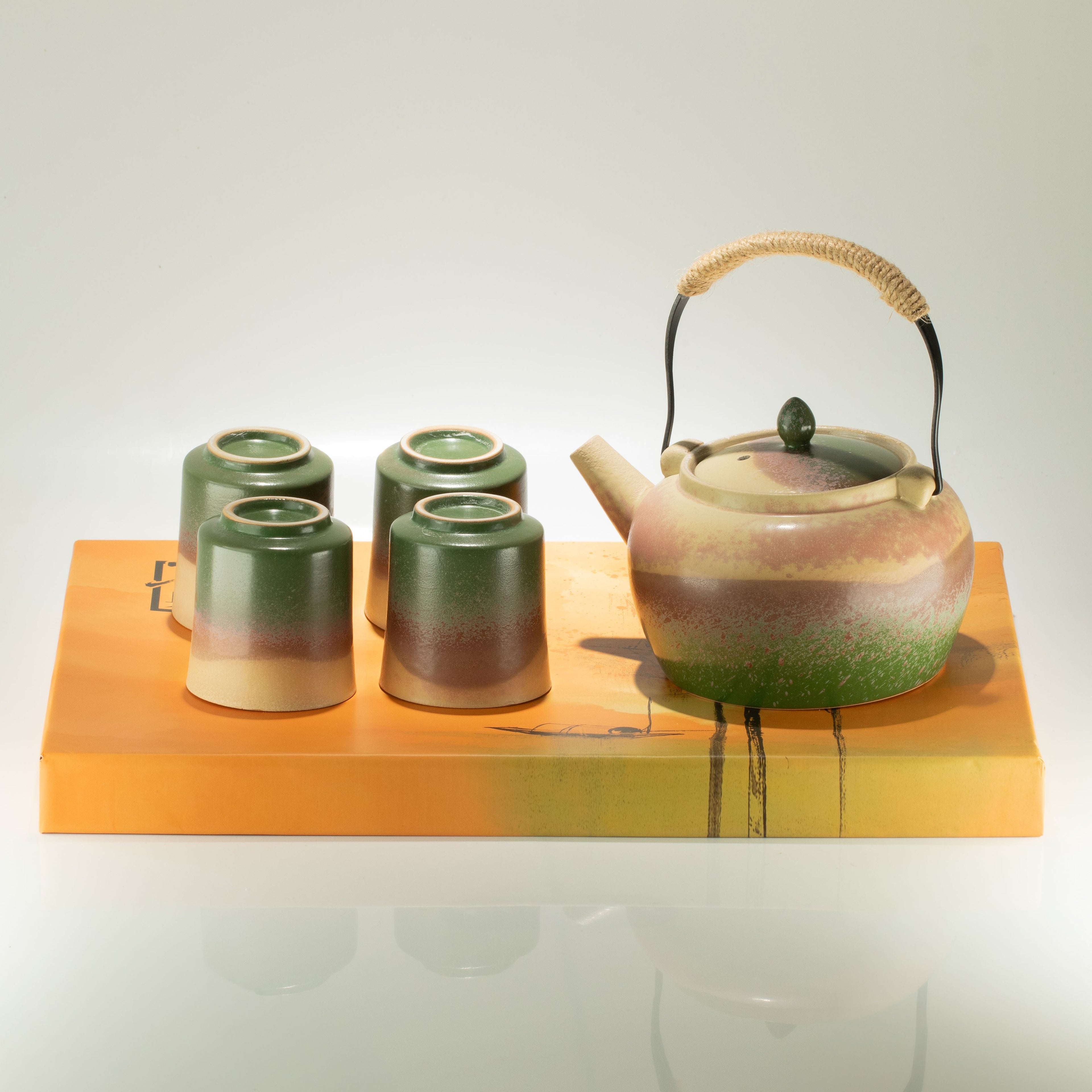 Japanese Kyusu Style Tea Set - For Green Tea - Four Cups