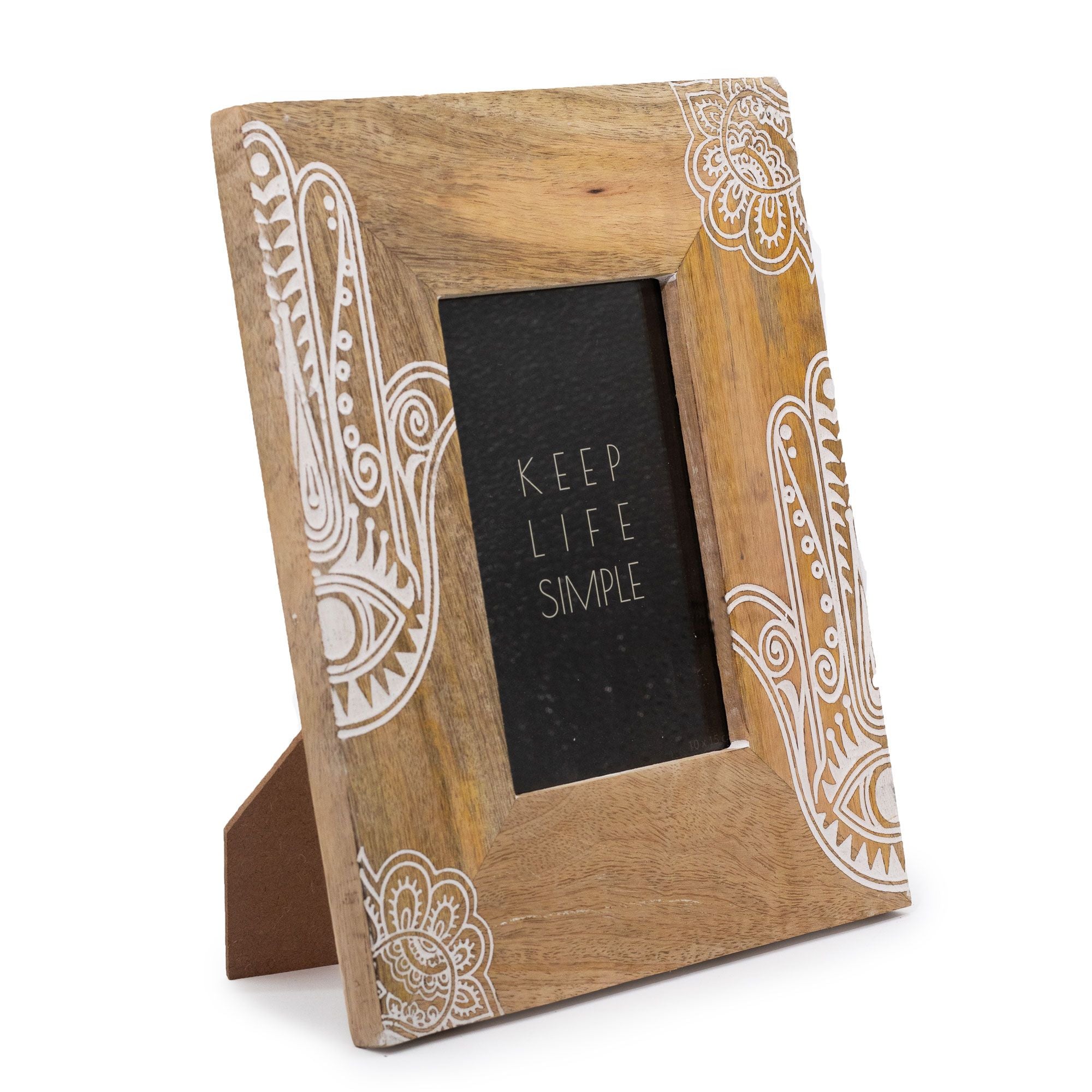 Med Mango Wood Picture Frame (for 10x15cm) 26x20x2cm - Hamsa - White