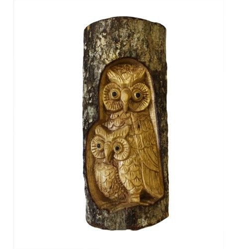 Owl Family Wood Carving 26x16x6cm