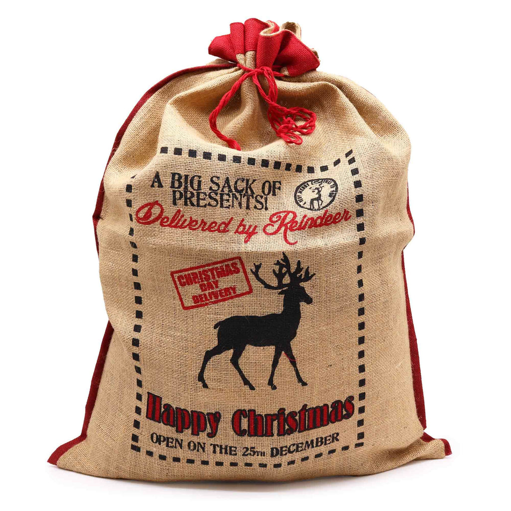 Delivered By Reindeer Christmas Jute Bag