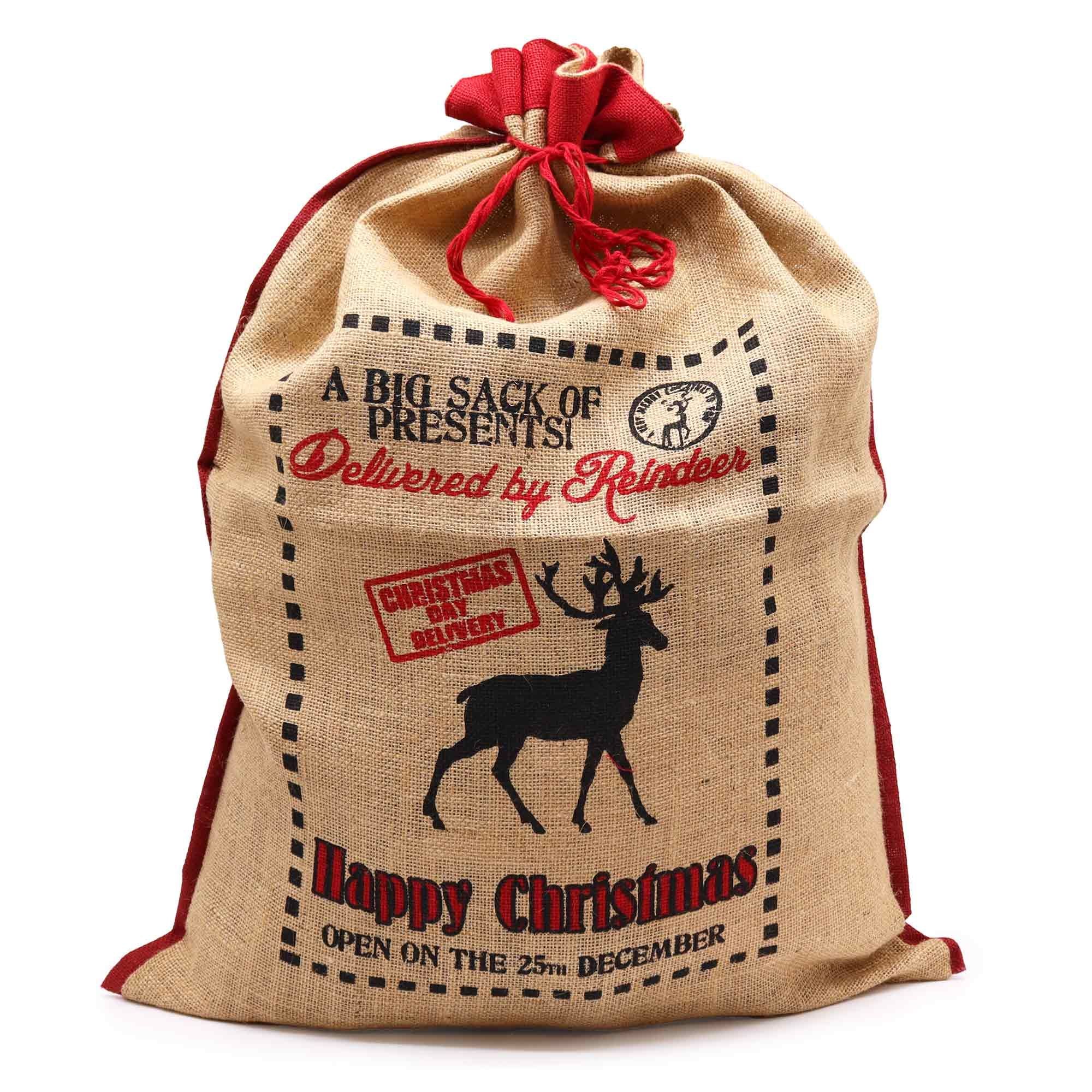 Delivered By Reindeer Christmas Jute Bag