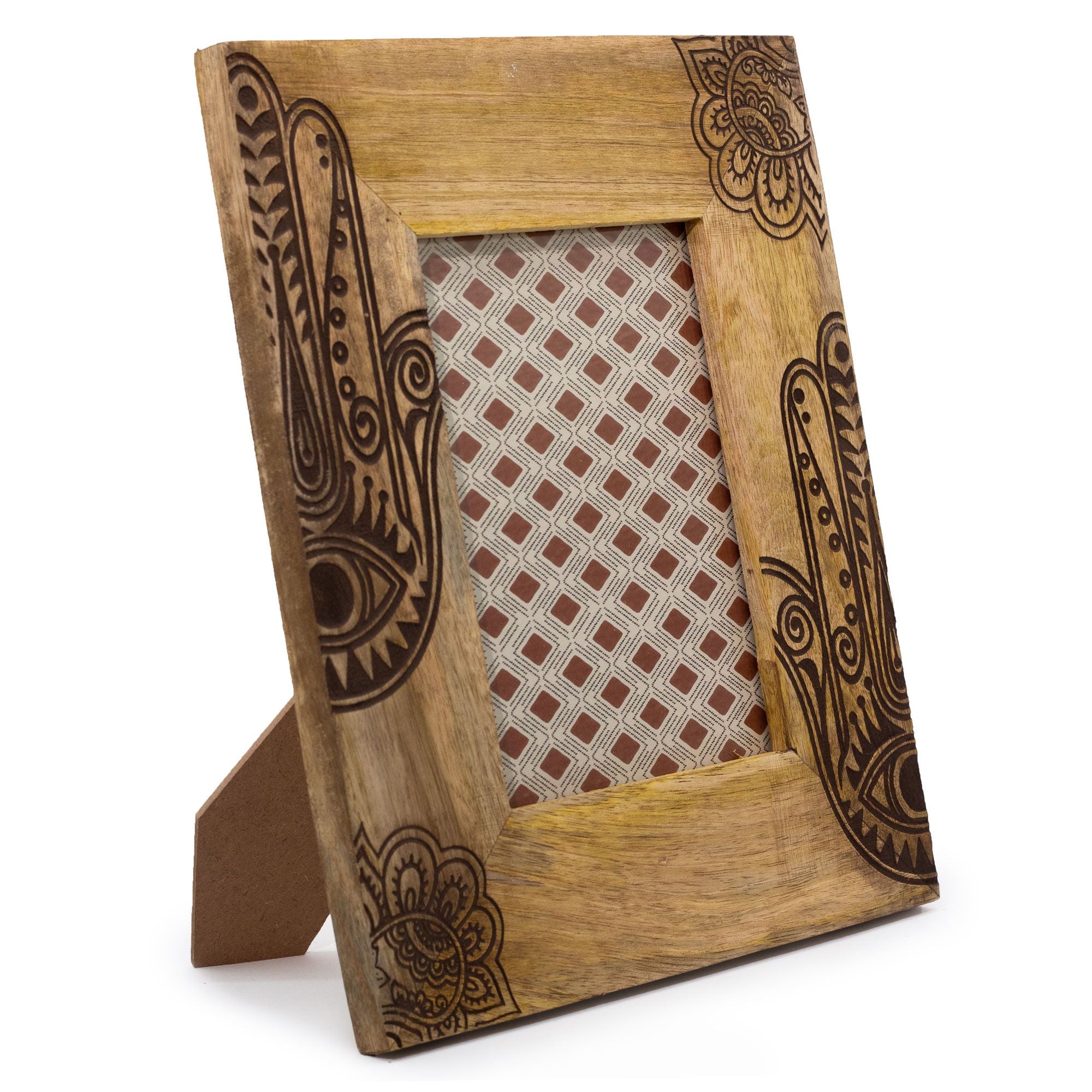 Large Mango Wood Picture Frame (for 13x18cm) 28x23x2cm - Hamsa - Black