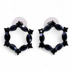 Jet Black - Vintage Glass - Loop - Earrings