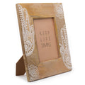 Large Mango Wood Picture Frame (for 13x18cm) 28x23x2cm - Hamsa - White