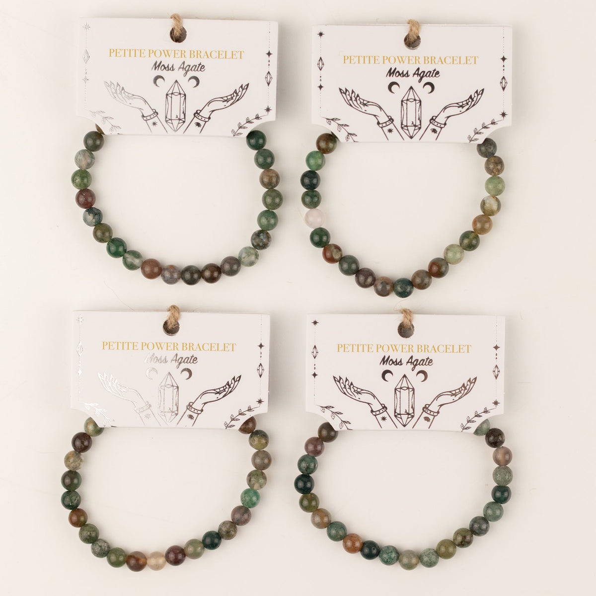 Moss Agate Petite Power Bracelet – 17cm, 6mm Beads