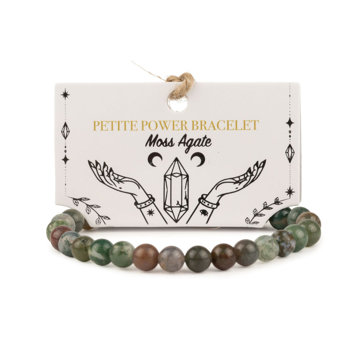 Moss Agate Petite Power Bracelet – 17cm, 6mm Beads