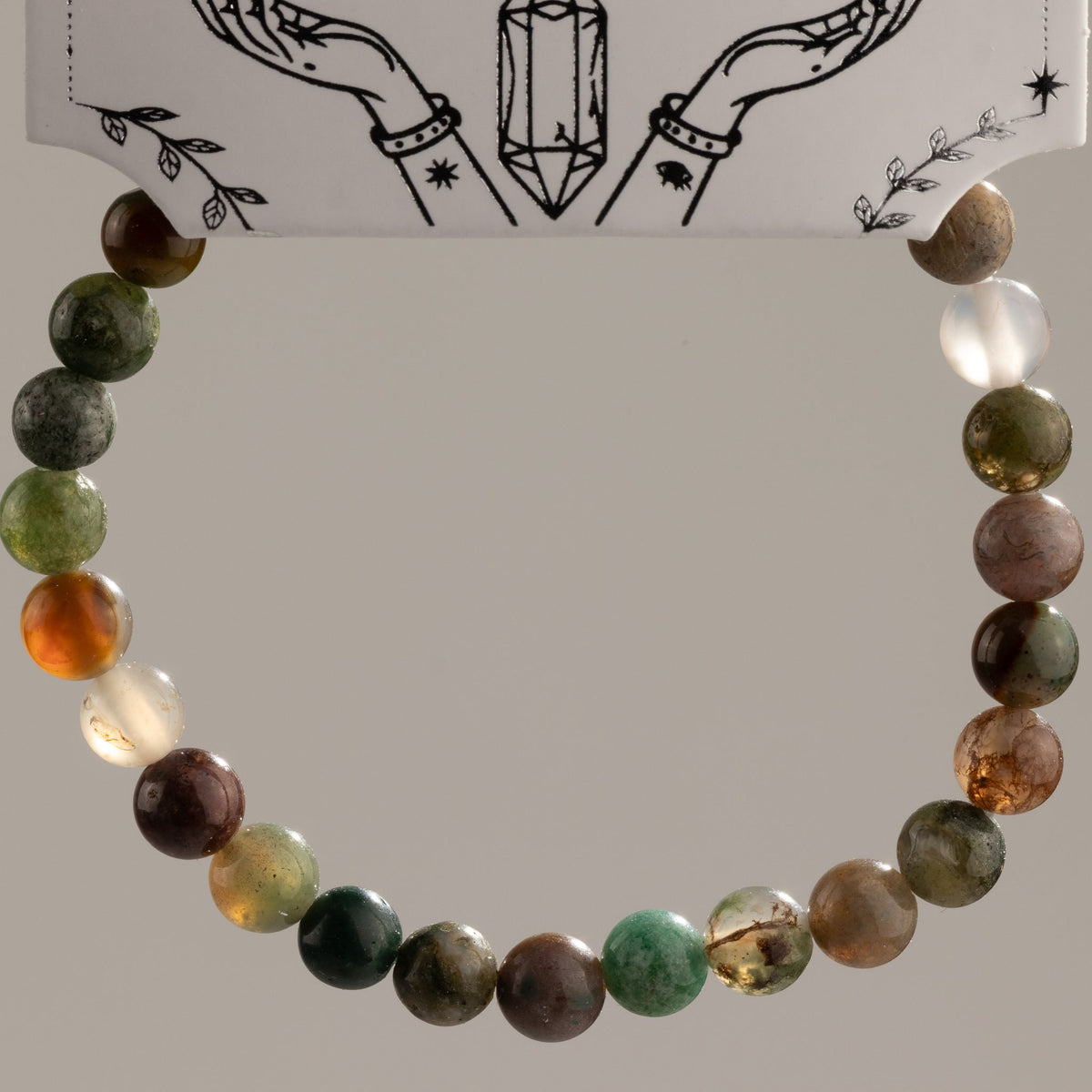 Moss Agate Petite Power Bracelet – 17cm, 6mm Beads