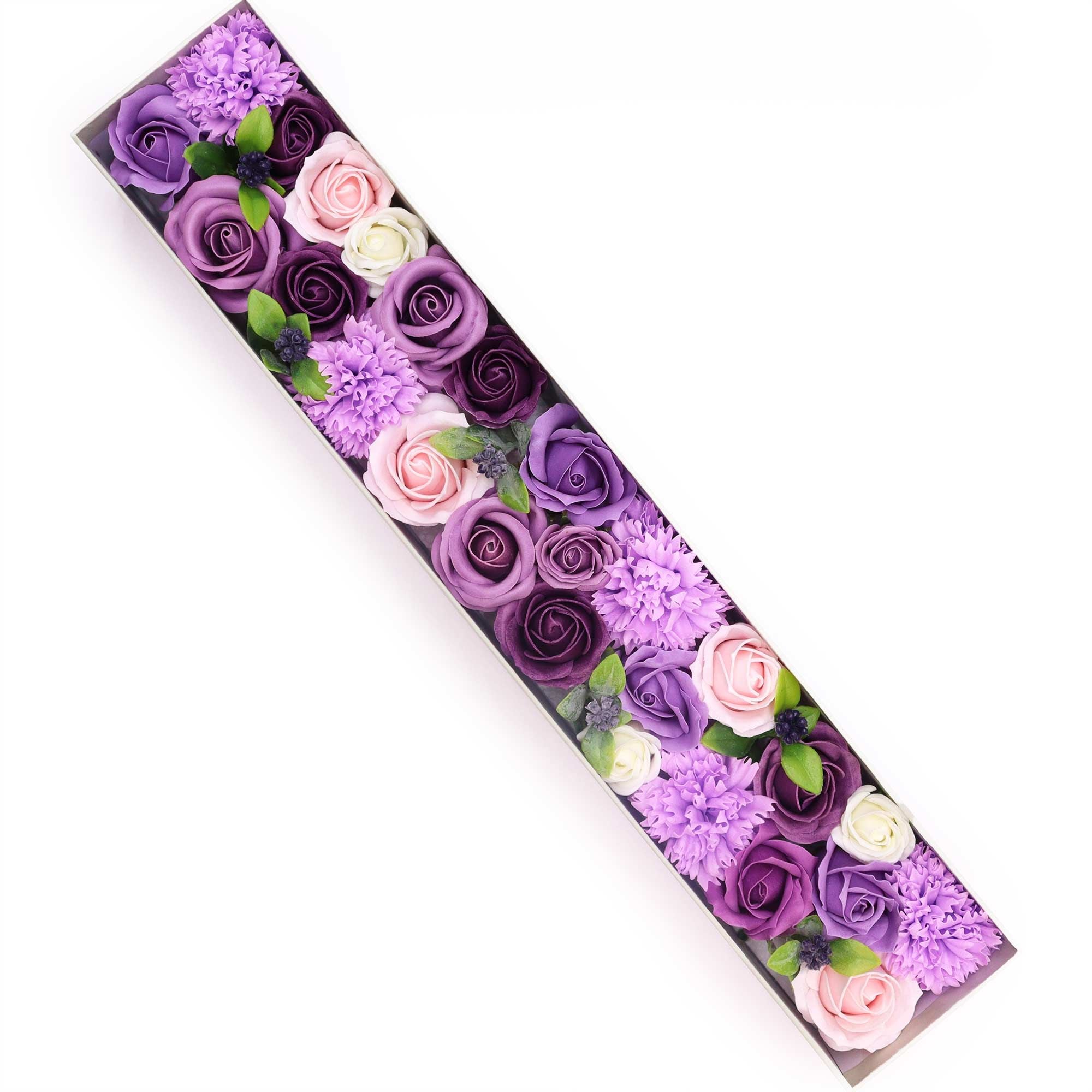 Lavender Rose & Carnation Soap Flowers Extra Long Box
