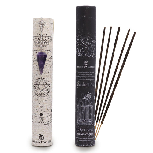 Ancient Witch Seduction Spell Incense & Amethyst Pendulum Set
