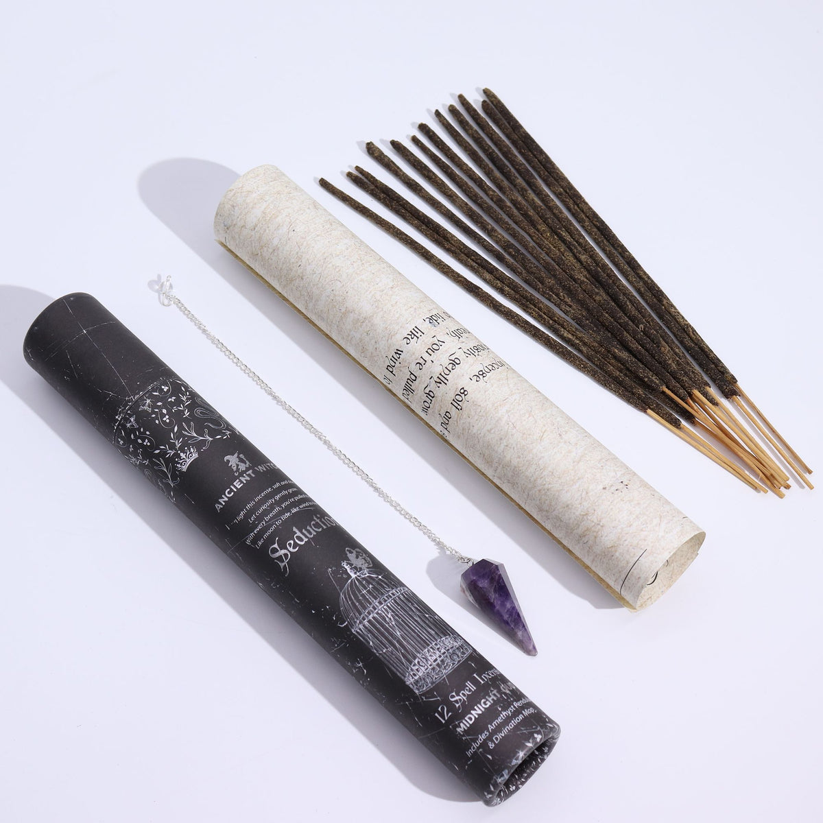 Ancient Witch Seduction Spell Incense & Amethyst Pendulum Set