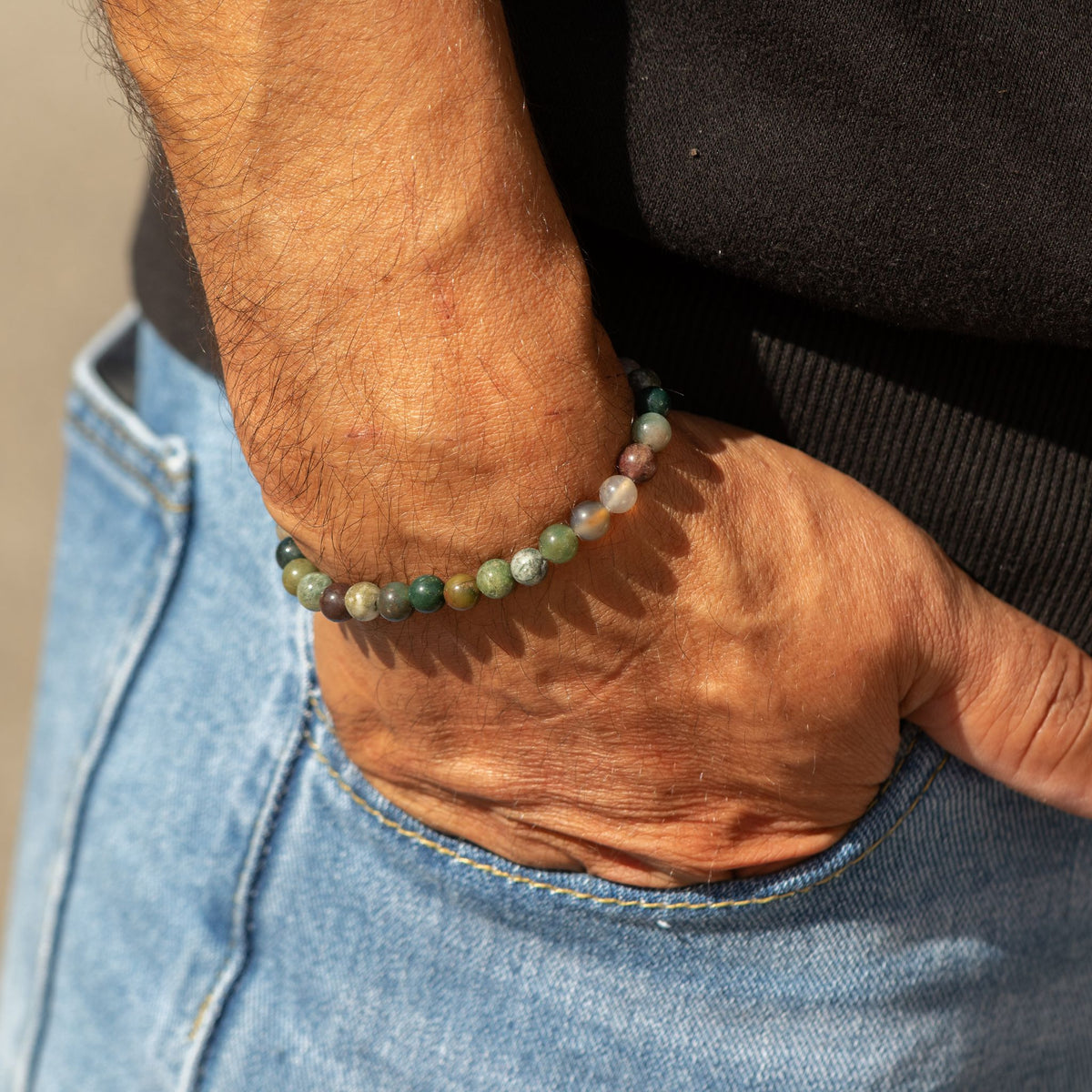 Moss Agate Petite Power Bracelet – 17cm, 6mm Beads