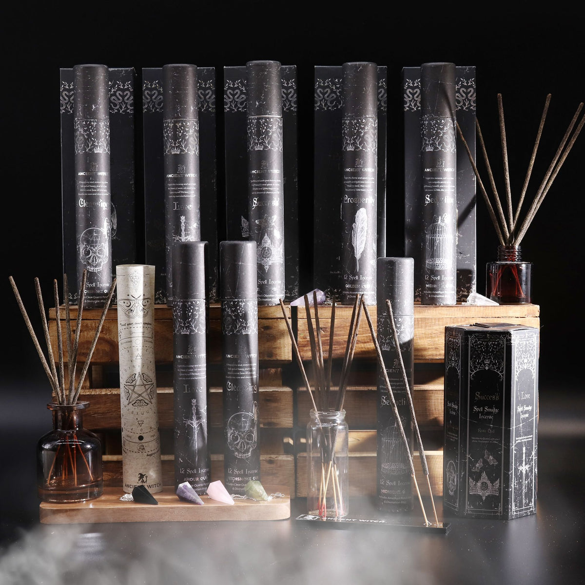 Ancient Witch Seduction Spell Incense & Amethyst Pendulum Set
