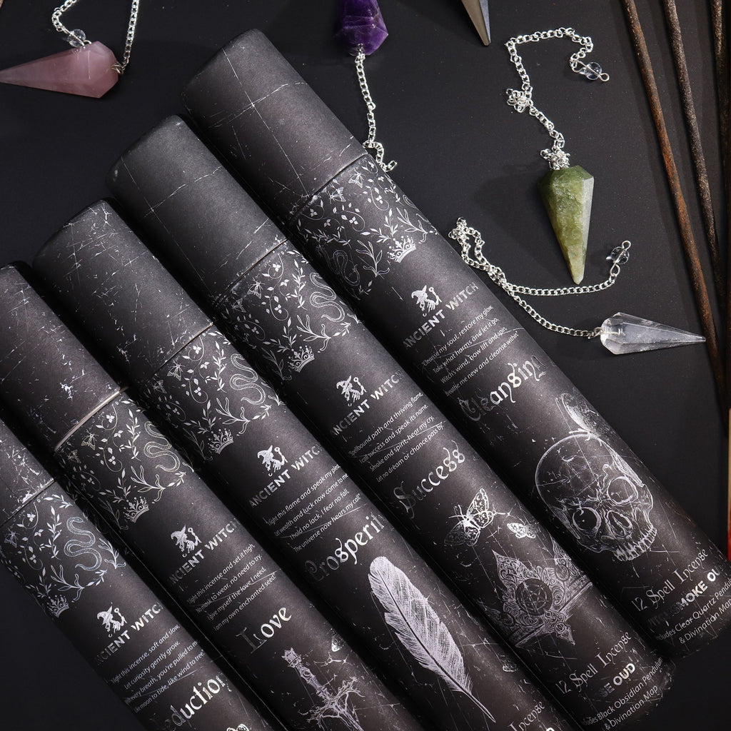 Ancient Witch Seduction Spell Incense & Amethyst Pendulum Set