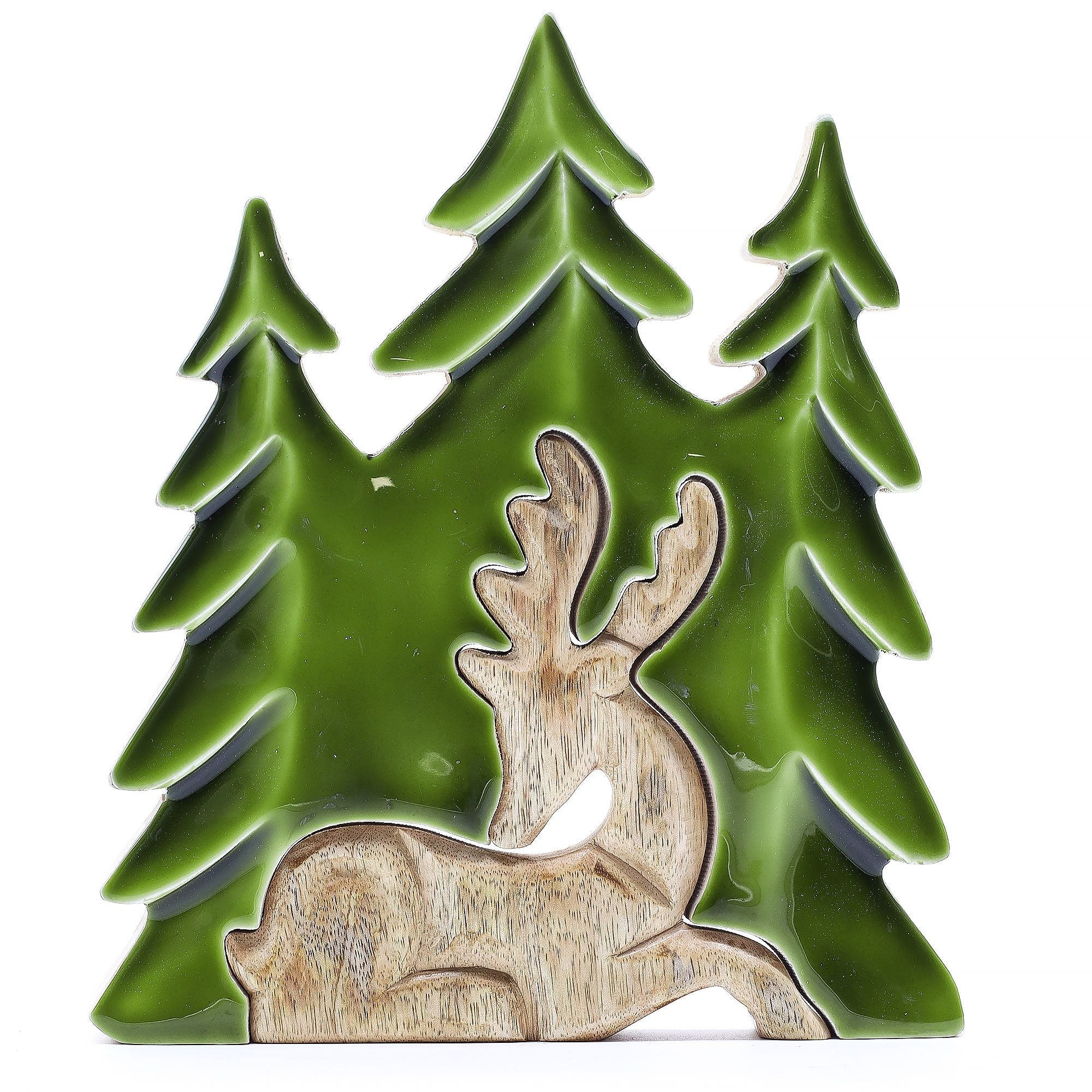 Lost in the Forrest -  Stag in the Forrest 3D Wooden Decoration - 23x20cm AW-Dropship